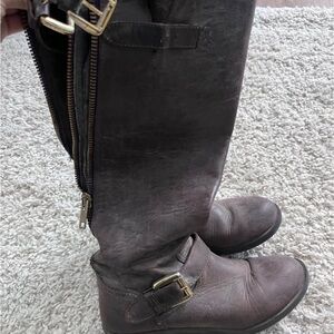 Steve Madden Brown Ankle Boots with Gold Buckles